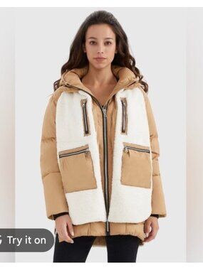 Orolay Mid Length Puffer Coat Sherpa Duck Down Sz XXS Winter Coat